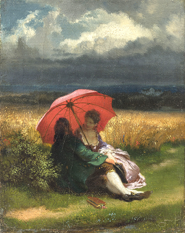 Josef Mánes, V létě (Červené paraplíčko), 1855, soukromá sbírka