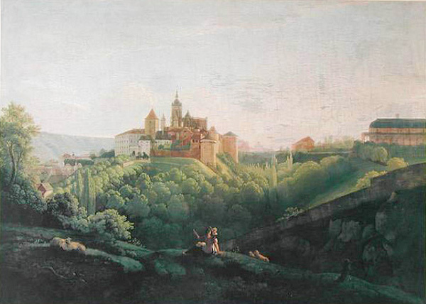 Jelení příkop mezi Pražským hradem a královským letohrádkem v 1. polovině 19. století - Antonín Mánes (zdroj cs.wikipedia.org)