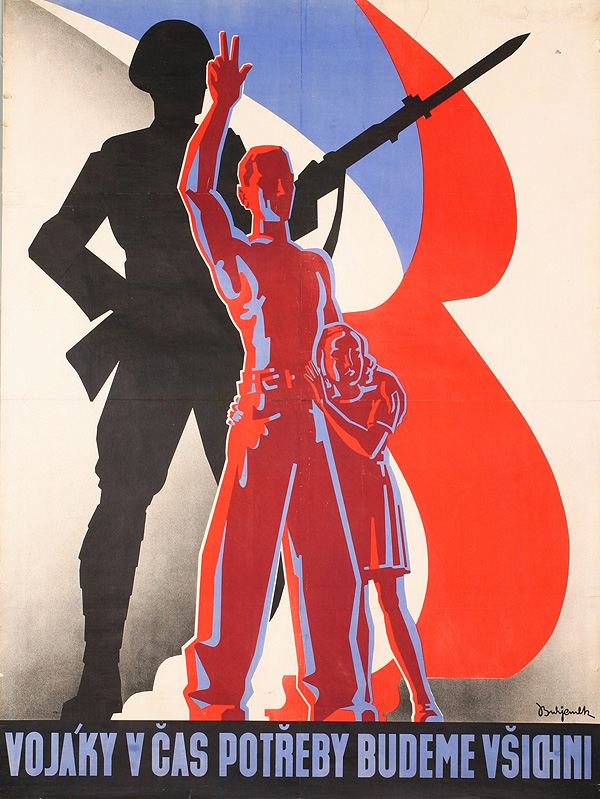 Josef Buriánek, Vojáky v čas potřeby budeme všichni, Československo, 1938 (zdroj: hrad.cz)