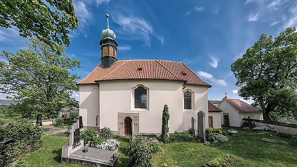 Kostel sv. Jana Nepomuckého, Tetín, vycházka 26. 9. (zdroj: Mapy.cz, foto Jiří Hůla)